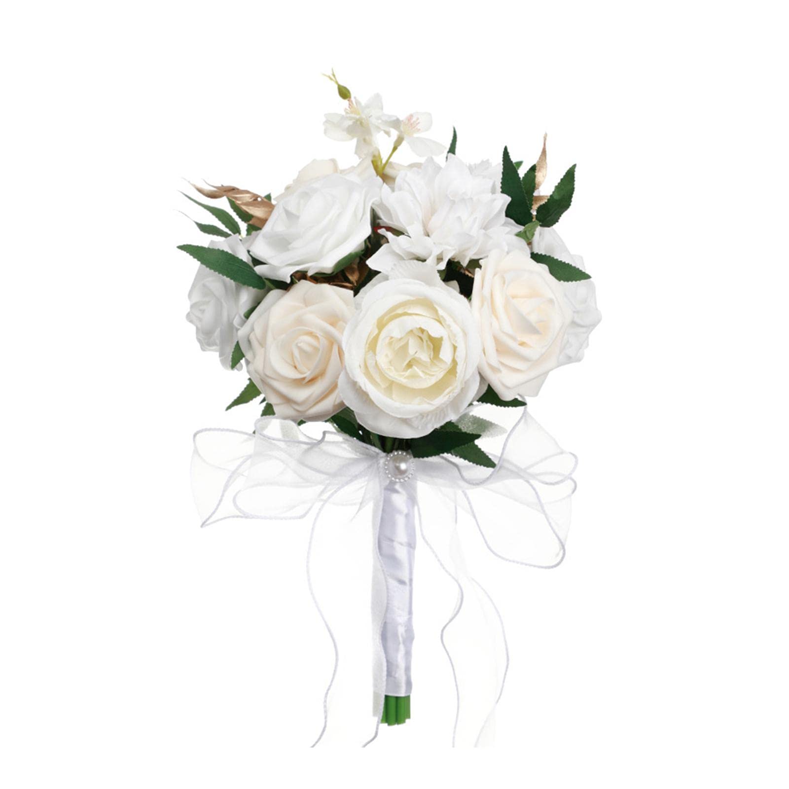 Romantico Bouquet da Sposa Fatto a Mano, Ideale da Lanciare per Le Damigelle d'Onore, Perfetto per Addii al Nubilato, Come Decorazione per La Casa, Bianco
