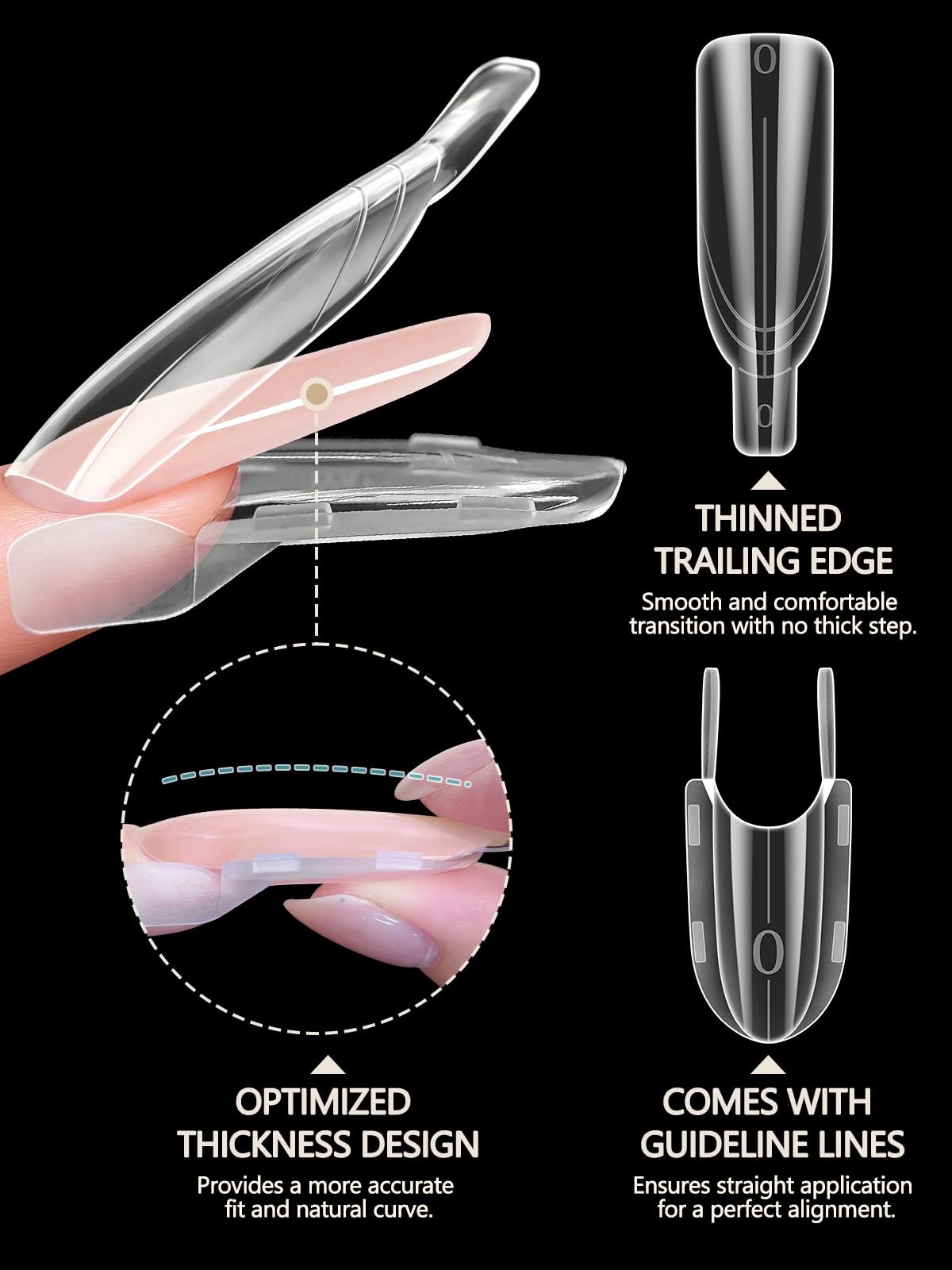 EBANKU 120PCS Sandwich Dual Form, Tip Unghie Finte Traslucido Double Top & Bottom Design Lungo Mandorla Nail Form Per Estensione Rapida Delle Unghie Casa o Salone