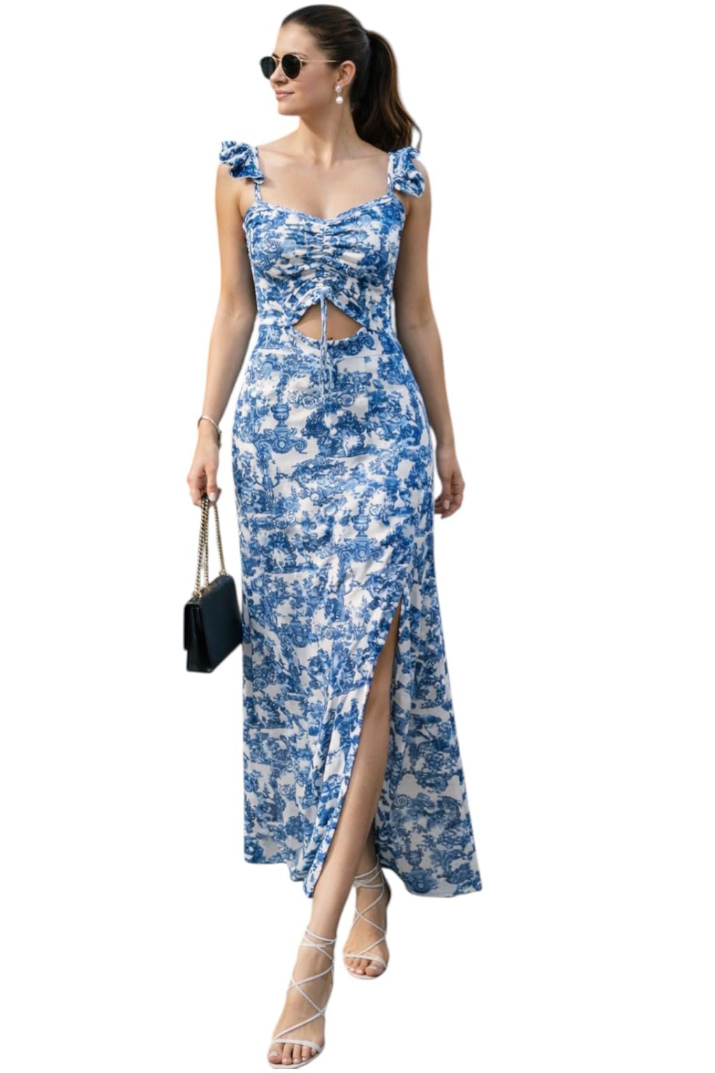Women’s Ruched Maxi Dress with Side Slit | Stylish Bodycon Dress-image-31