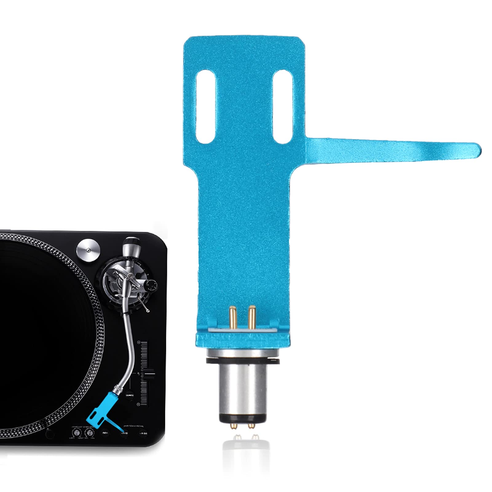 Phono Headshell, Giradischi Giradischi Lettore Fonografo con Cavo di Collegamento, Cartuccia Fono di Fascia Alta Kit Giradischi (blu)