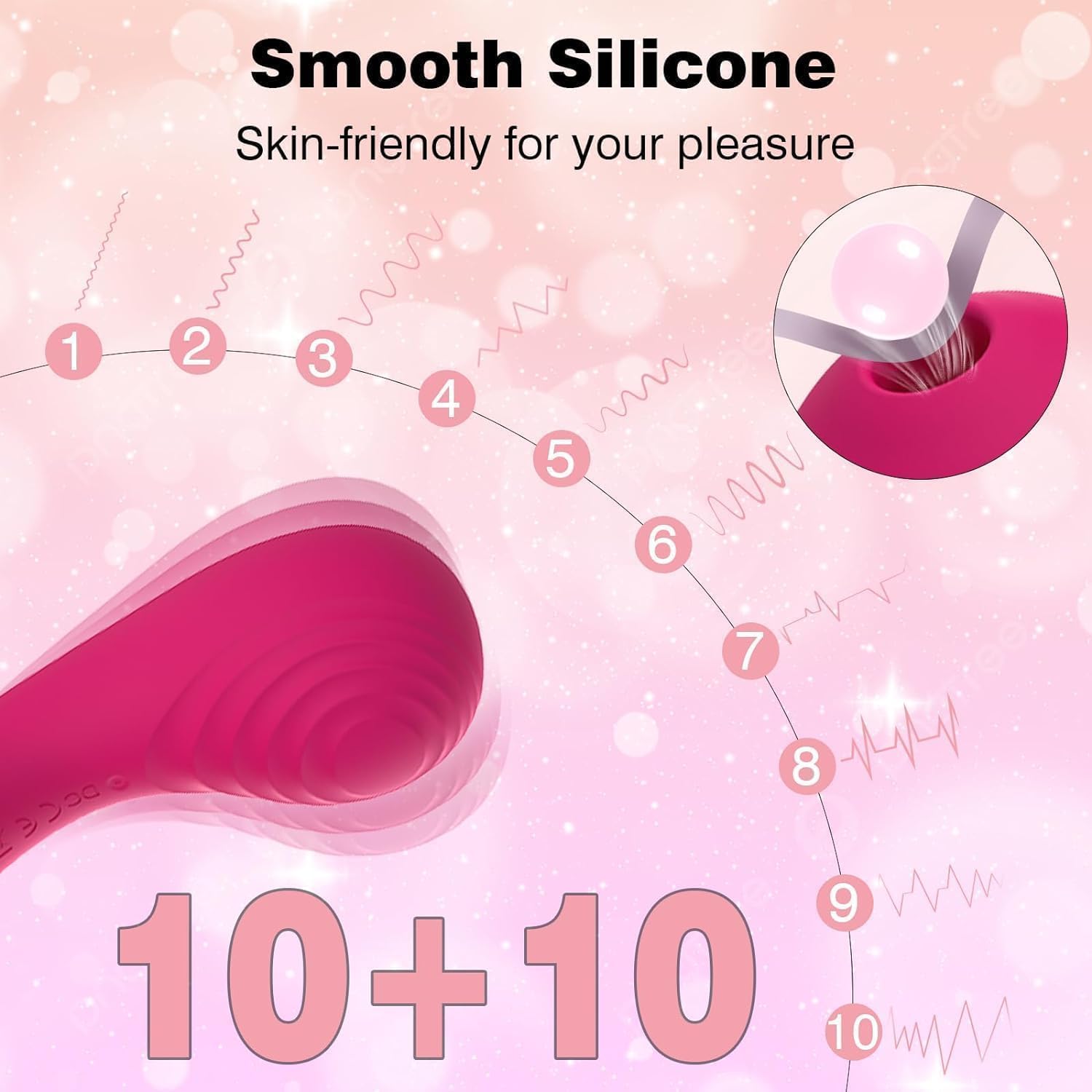 Vibromasseur Femme Triple stimulation avec Aspiration Clitoridienne, Vibration & Fonction Chauffante – Forme Champignon, Doux au Toucher, Étanche IPX7, USB Rechargeable