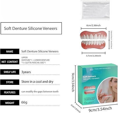 Miniatura 3 de Carillas suaves del silicón de la dentadura, dientes cosméticos temporales, sistema superior e inferior de la dentadura, potenciador reutilizable