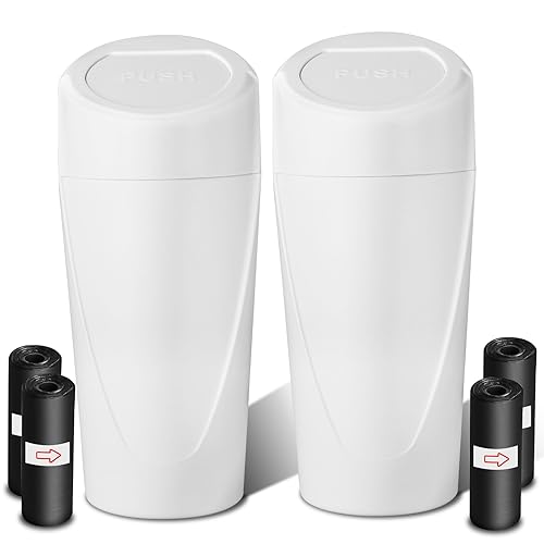 Miniatura 8 de Bote de basura para automóvil con tapa, a prueba de fugas, con 40 bolsas de basura adjuntas, mini accesorios esenciales para el interior del