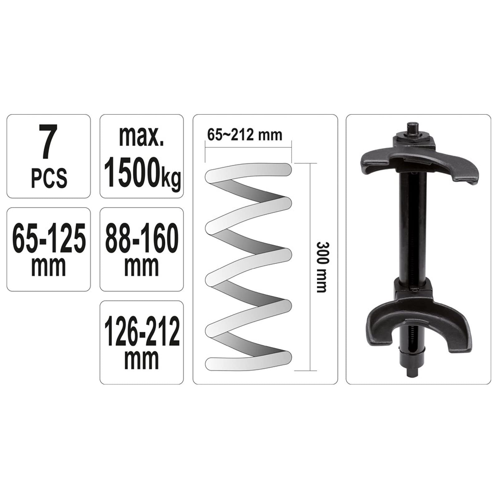 YATO YT-2536 - intercambiables compresor de muelles y de eliminación de 7pcs herramientas de horquilla
