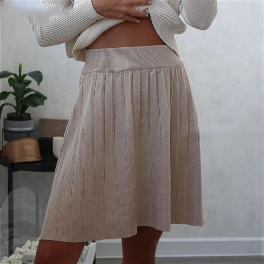 Yeuyyben Primavera Autunno Donne Gonna Pieghettata Vita Alta Ladys Moda Coreana Una Linea Mini Gonne Corte
