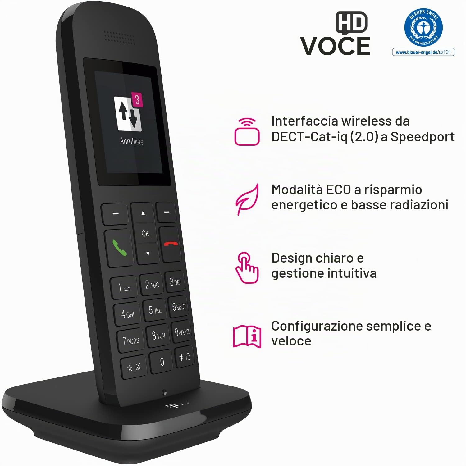 Telekom Speedphone 12 Nero, 19,99 x 7,01 x 11 cm; 390 grammi
