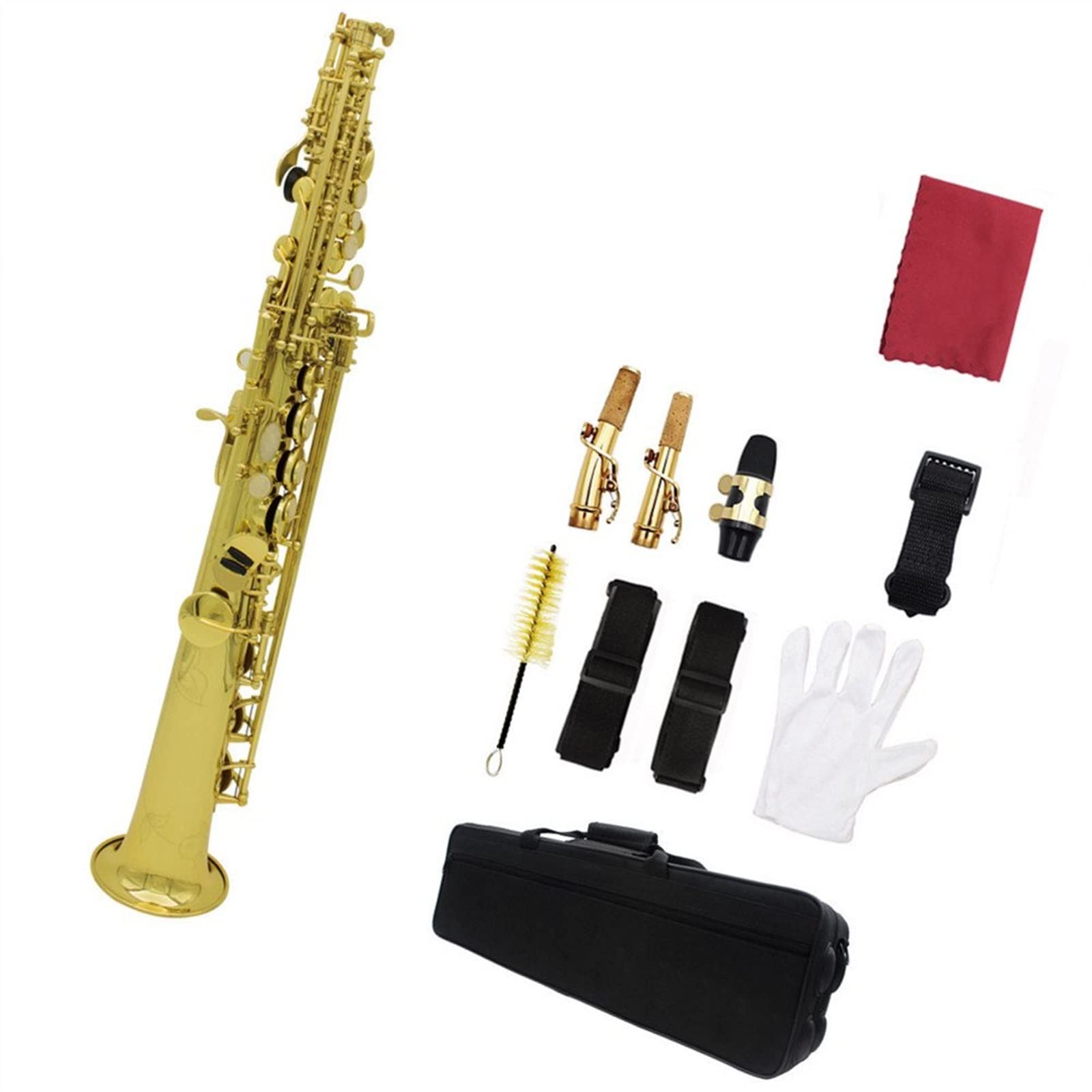 Saxofón Profesional Saxofón De Tubo Recto B Gota Saxofón De Tubo Recto Botón De Carcasa Blanca con Caja (Color : 3/4)