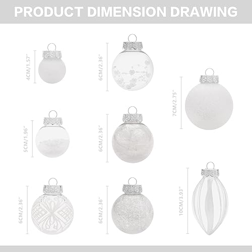 Vista 30 de Juego de adornos de Navidad, 32 piezas de plástico transparente inastillable, adornos colgantes para decoración del árbol de Navidad, para Plata