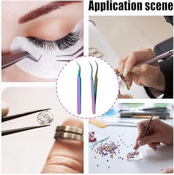 UNICRAFTALE 2pcs Stainless Steel Curved Pointed Craft Tweezer Rainbow Sticker Picking Tool Tweezer for DIY Craft Precision Tweezers Jewelry Making Electronics and Laboratory Works 12.1x0.95cm