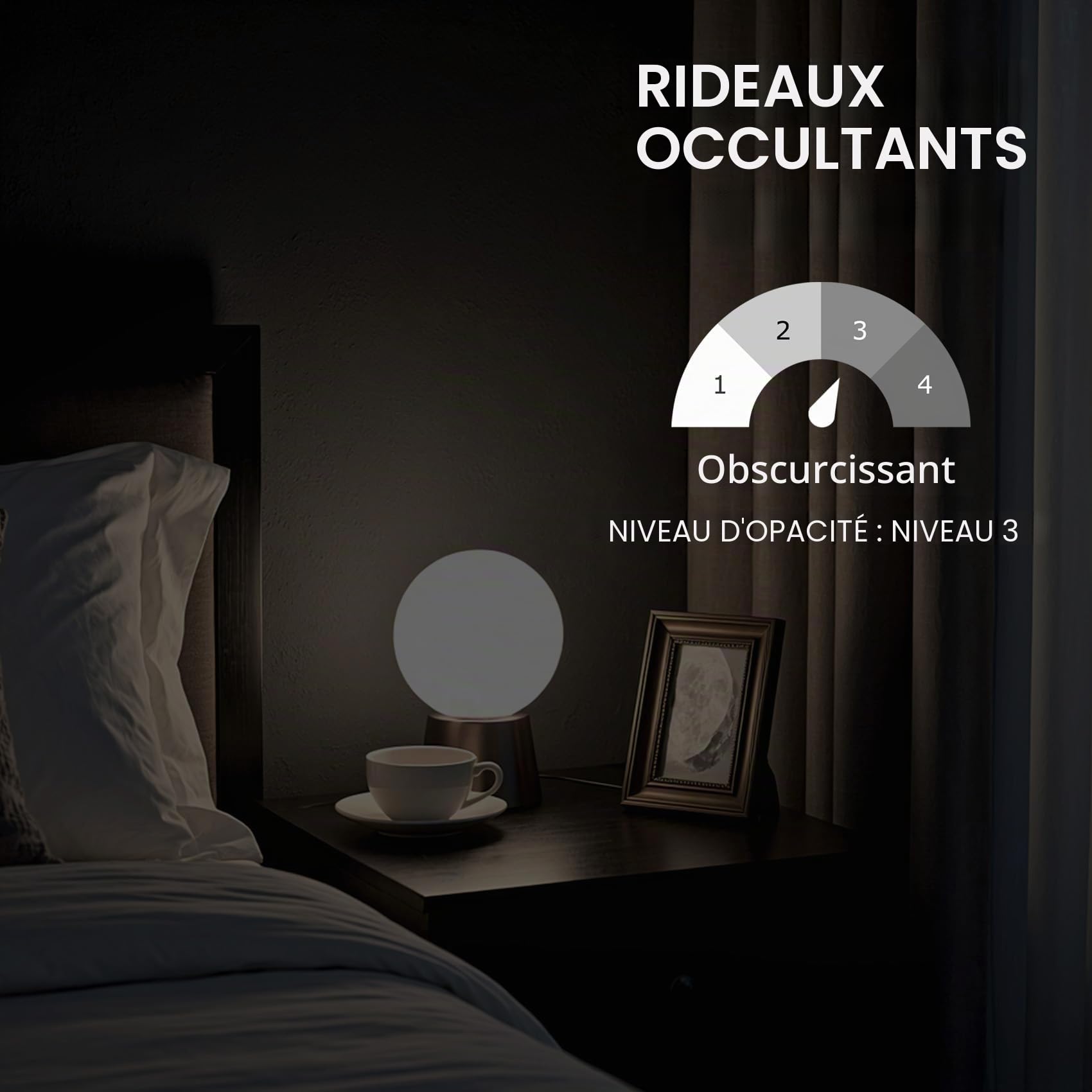 Rideau Occultant Feuilles Palmier - Décoration Feuilles Tropicales, Rideau Thermique Motif Noir et Doré, Lot de 2 Rideaux Opaque à Oeillets pour Fenetre Chambre Salon, 140x240 cm (LxH) U#312