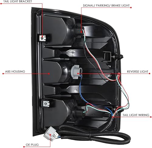 Miniatura 5 de DNA MOTORING TL-ZTL-005-BKSM - Par de luces traseras compatibles con Silverado Sierra 150007-14 Silverado Sierra 2500HD 3500, rojo
