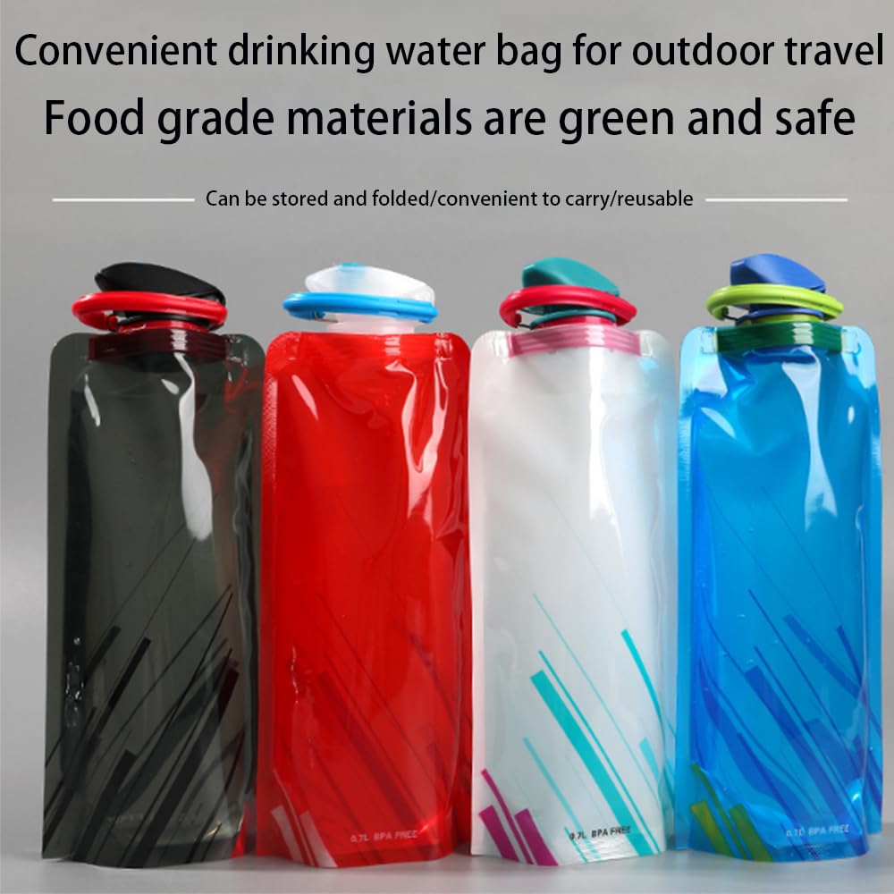 YUEYEHONGDYAIP Collapsible Foldable Water Bottle Set of 4 Flexible Water Bottle 650ml for Outdoor Sports Hiking Travel Cycling (Blue White Red Black) - Image 4