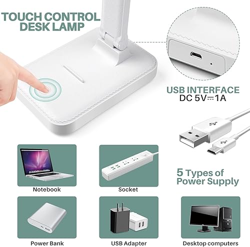 B09ZKV1RDM_image_1 Lámpara de escritorio LED con control táctil lámpara de lectura sin parpadeo 3 modos de color lámpara de mesa plegable luz de lectura para cuidado