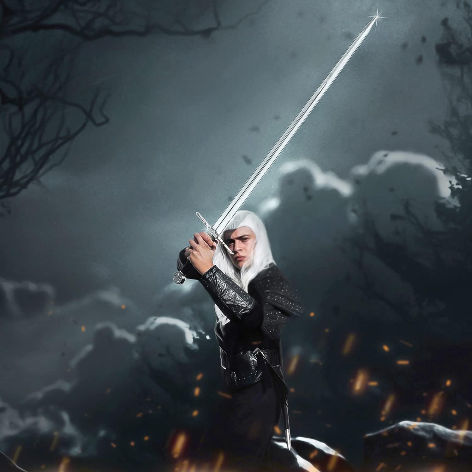 49" Fantasy Monster Slayer Steel Blade Sword Medieval Two Hand Sword Replica. for Collcetion, LARP, Cosplay, Gifts - Image 5