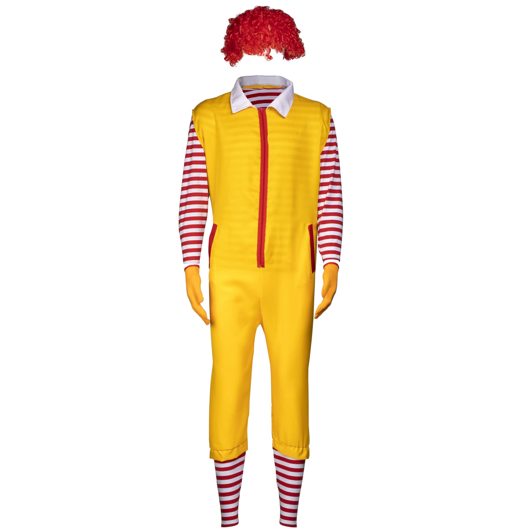 Set di 4 pezzi per costume da clown di Halloween per adulti, parrucca, vestiti e guanti inclusi, costume per carnevale e cosplay