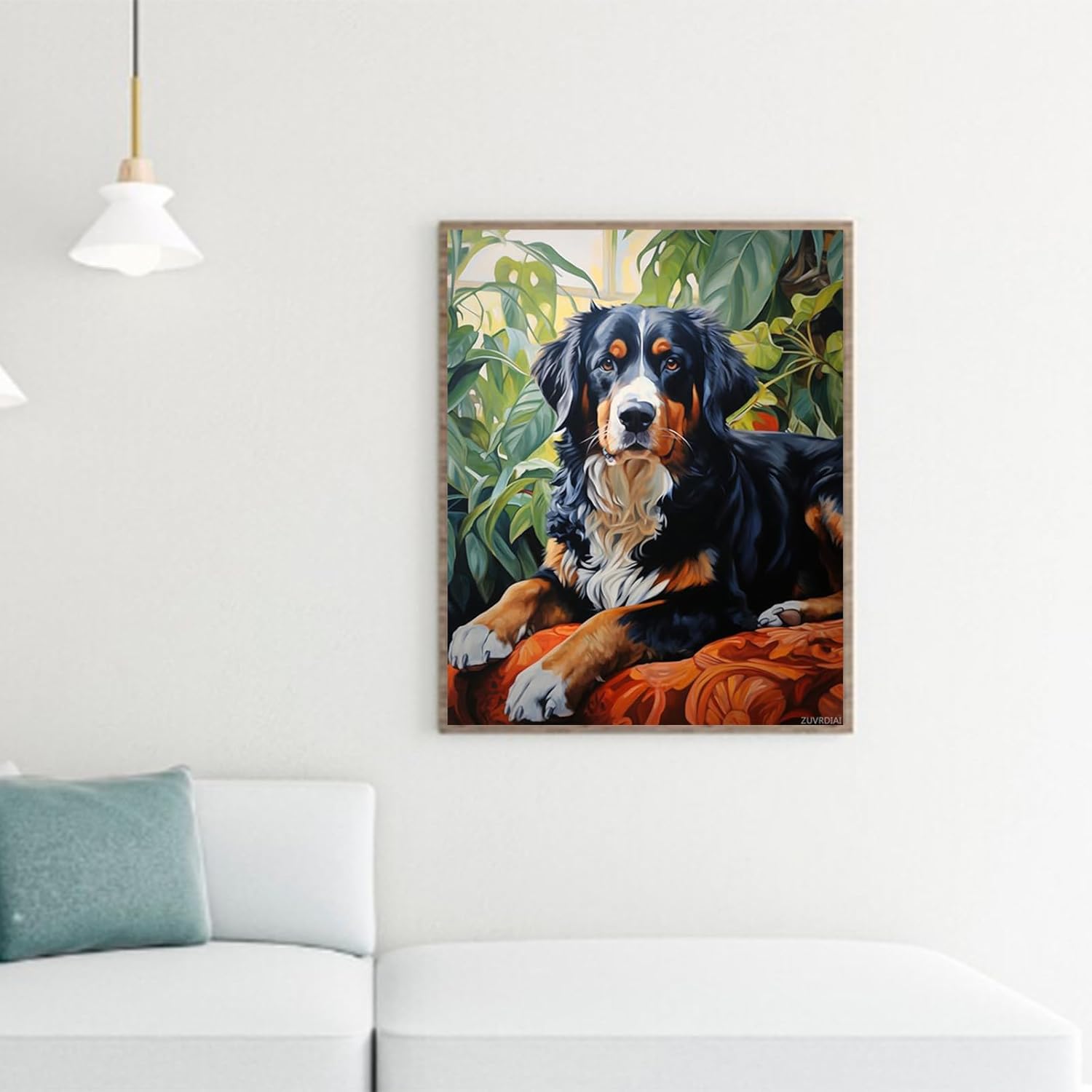 ZUVRDIAI Oil Painting Gift Kits for Adults, Bernese Mountain Dog Lying in The Garden, Paint by Numbers on Canvas, DIY Acrylic Painting Kit, Gift Kits Pre Printed, 40x50cm Frameless