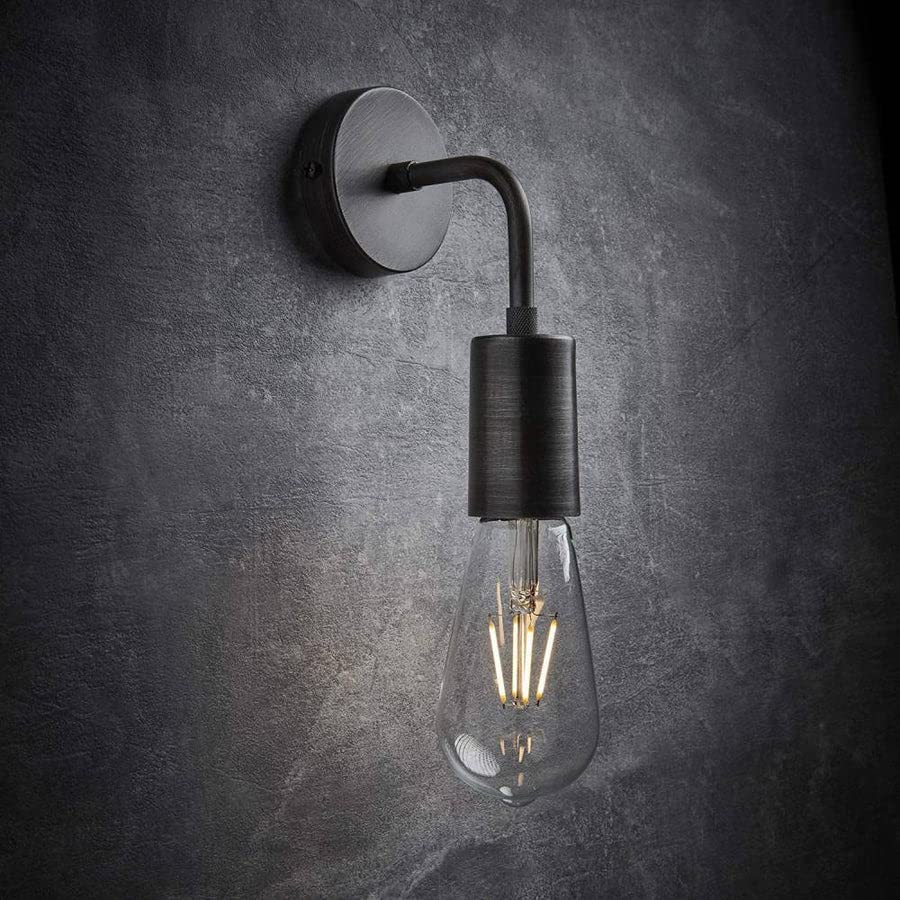 Image of Antique Vintage Industrial Loft, E27 Holder, Decorative, Urban Retro Style Powder Coated Edison Wall Lamp (Black)