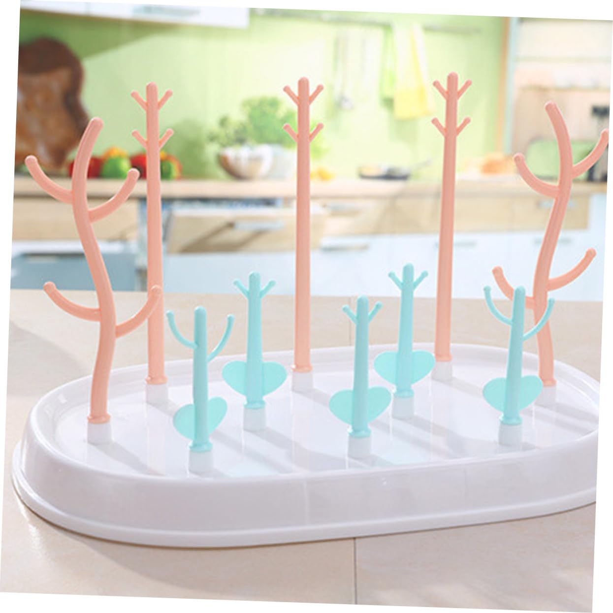 ORFOFE Séchoir à Biberons Support en PP avec Couvercle de Branches Multifonction Rangement Pratique pour Biberons et Tasses pour Mamans Organisées