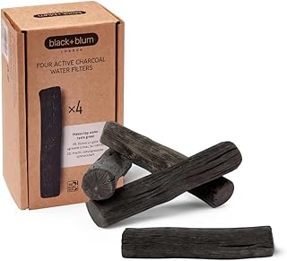 BLACK + BLUM Binchotan Aktivkohle Wasserfilter 4er-Pack, Nachhaltiger, japanischer Wasserfilter Trinkwasser, Aktivkohlefilter Wasseraufbereitung reinigt und fügt Mineralien hinzu