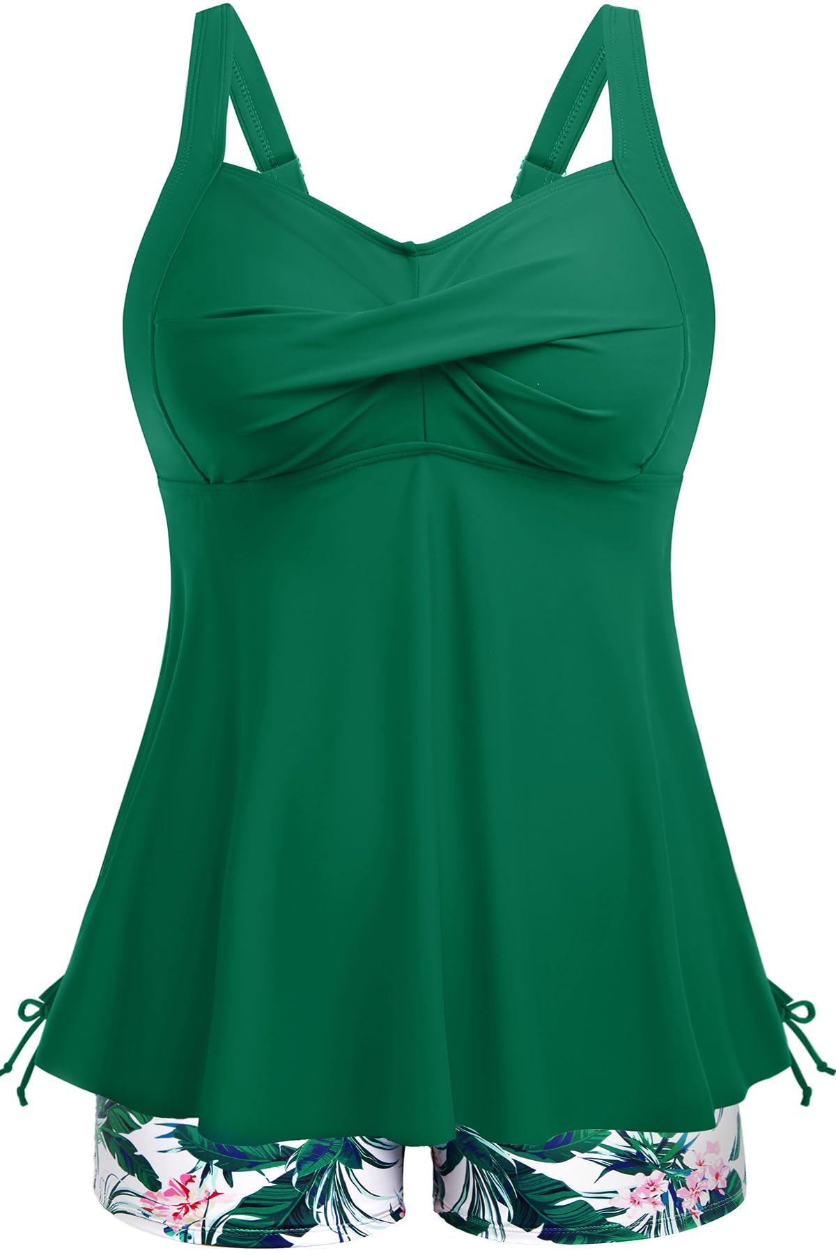 Aqua Eve Women Plus Size Tankini Swimsuit Two Piece Flowy Swimdress Bathing Suits with Shorts