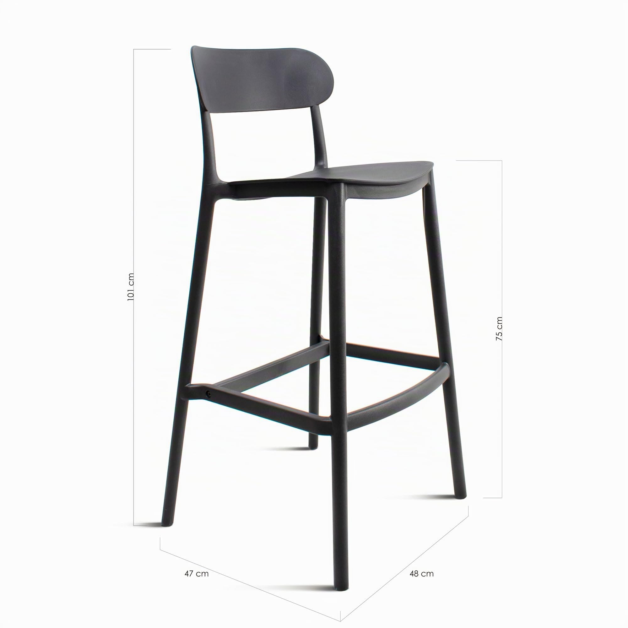 THE SECRET HOME─ Taburete de Polipropileno- Alto. 101 cm x Largo. 48 cm x Ancho. 48 cm ─ Estilo Nórdico ─Varios Modelos (Negro-1 ud)