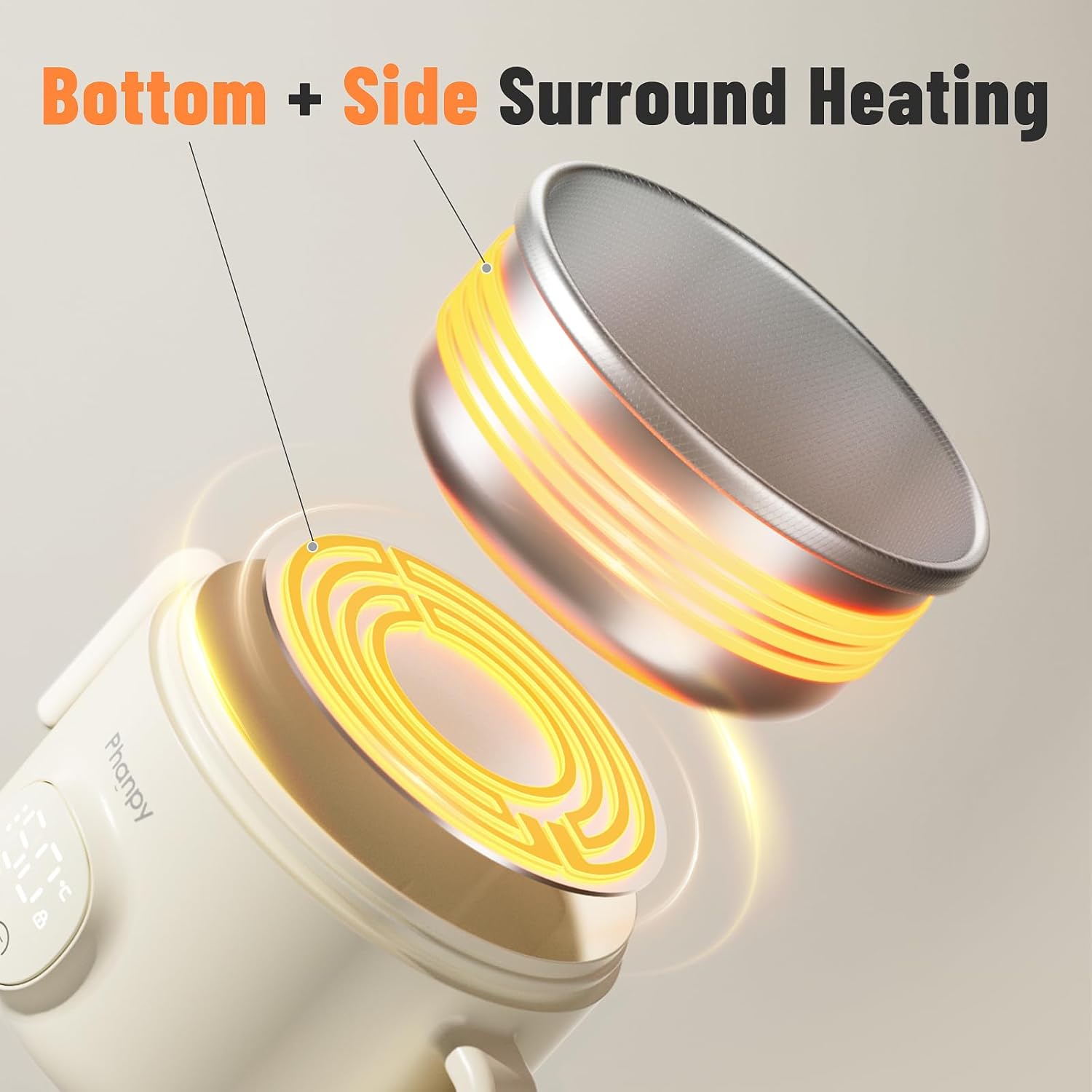 Phanpy Smart Thermostatic Bowl To Keep Baby/Toddler/Children Food Warm with 40/45/50℃ Constant Precise Temperature Control, 316L Stainless Steel Liner, Volume 13.5 Ounce