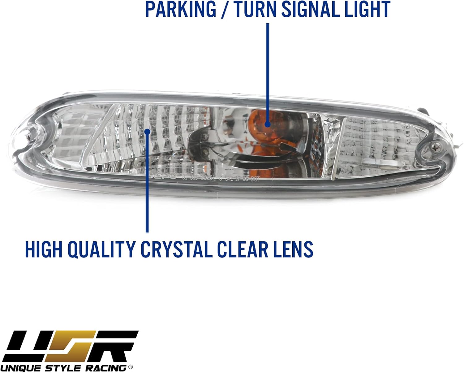 USR DEPO 90-97 MX-5 Signal Lights - JDM Crystal Style Front Bumper Turn Signal Lamps Set (Left + Right) Compatible with 1990-1997 Mazda MX5 Mk1 Miata (JDM Crystal Style All Clear Lens)