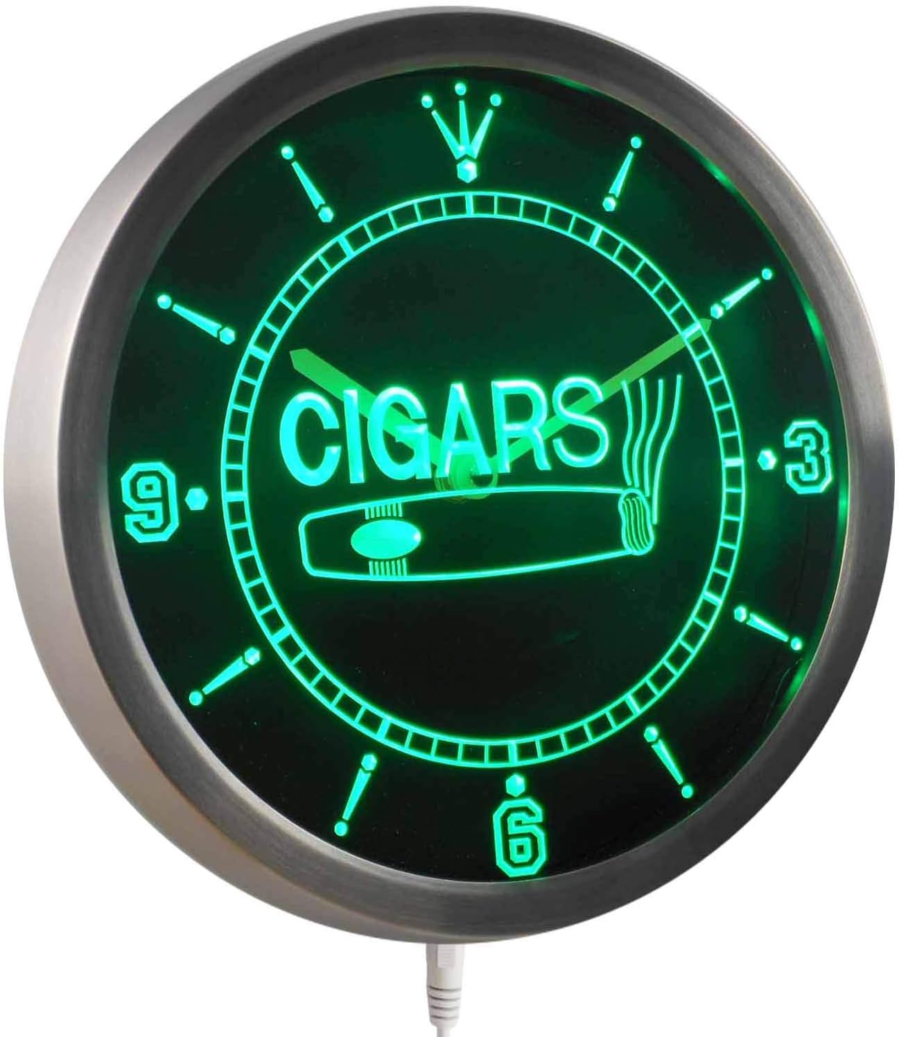 ADVPRO nc0265-b Open Cigars Cigarette Bar Neon Sign LED Wall Clock