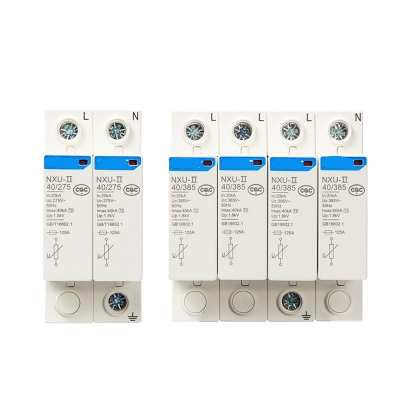 TYEXCZARF 1PCS NXU-II Surge Protective Device 2P 3P 4P 15kA 40KA 65KA 100KA(4p,Imax 40KA 385V)