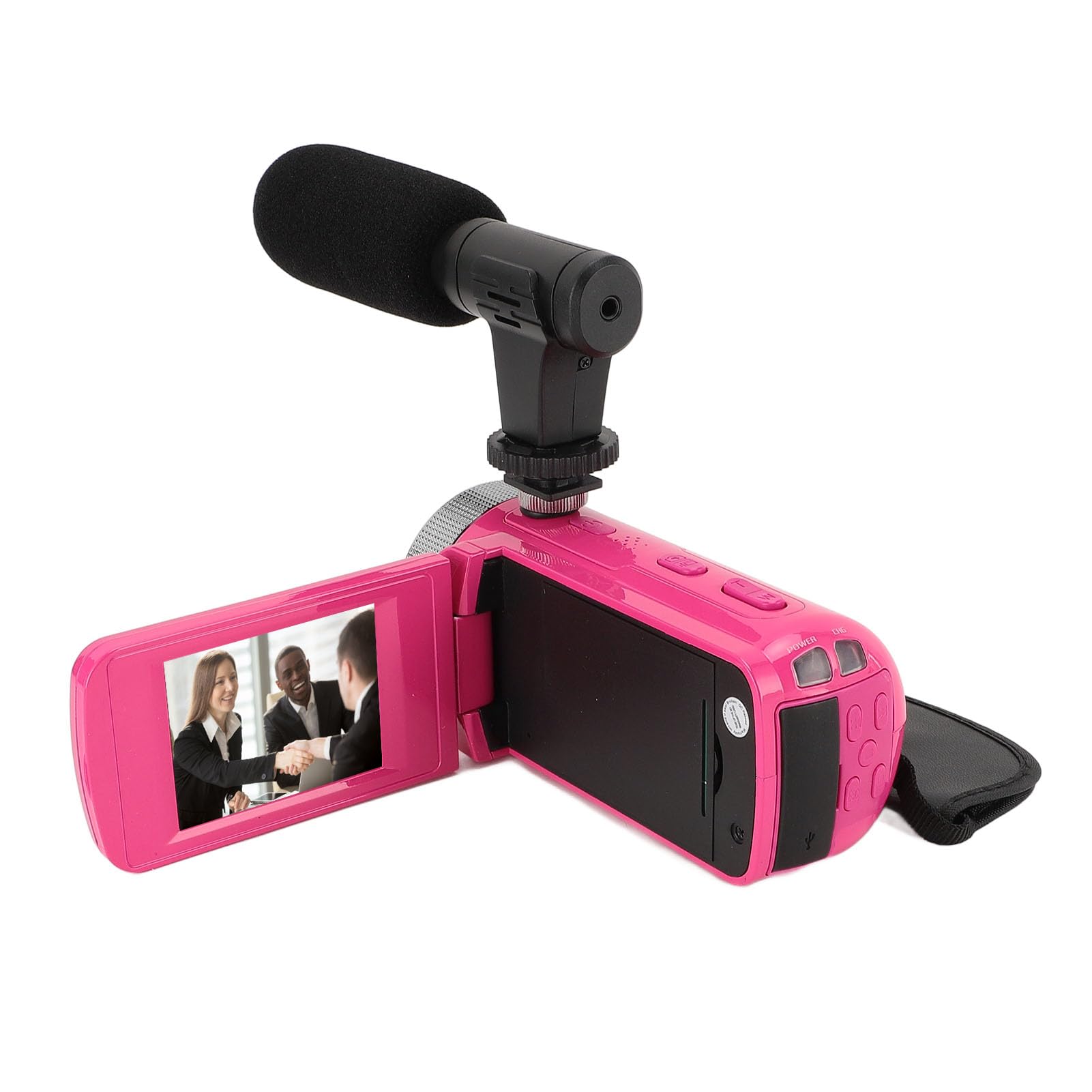 Video Camera, Digital Camera Screen Recorder, Full HD 1080P 15FPS 16MP 2.4 Inch 270 Degree Rotation LCD 16X Digital Zoom Camcorder Camera with Microphone and battery 1020mAh Batter