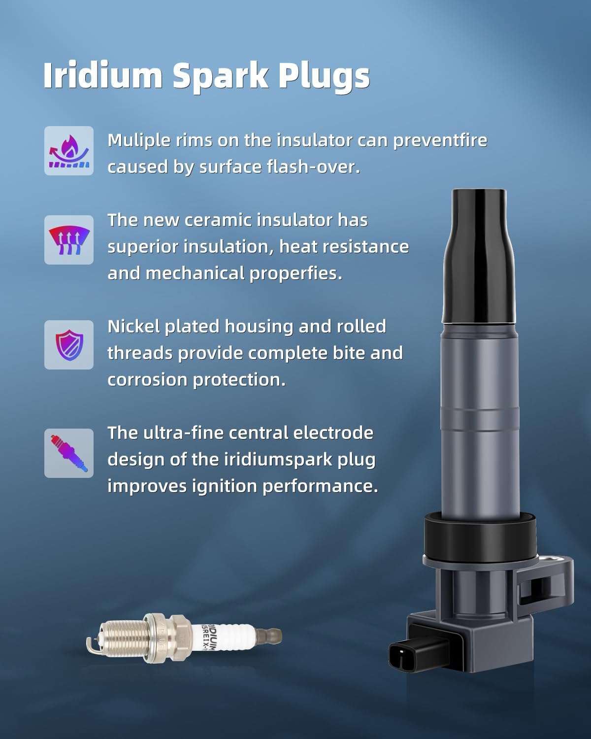 ECCPP Ignition Coil Coils&iridium Spark Plugs UF546 for Hyundai for Kia Azera Entourage for Genesis Coup Santa Fe Sonata Veracruz for Amanti Sedona Sorento 2006-2015 3.3L 3.8L 3.5L V6 set of 6
