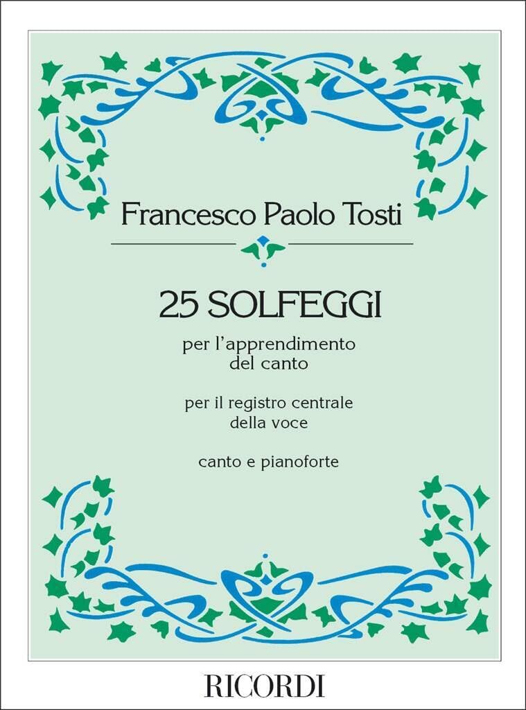 Fernando Paolo Tosti 25 Solfeggi Per L'Apprendimento Del Canto Spartito Voce e Pianoforte Esercizi Vocali Tecnica Vocale