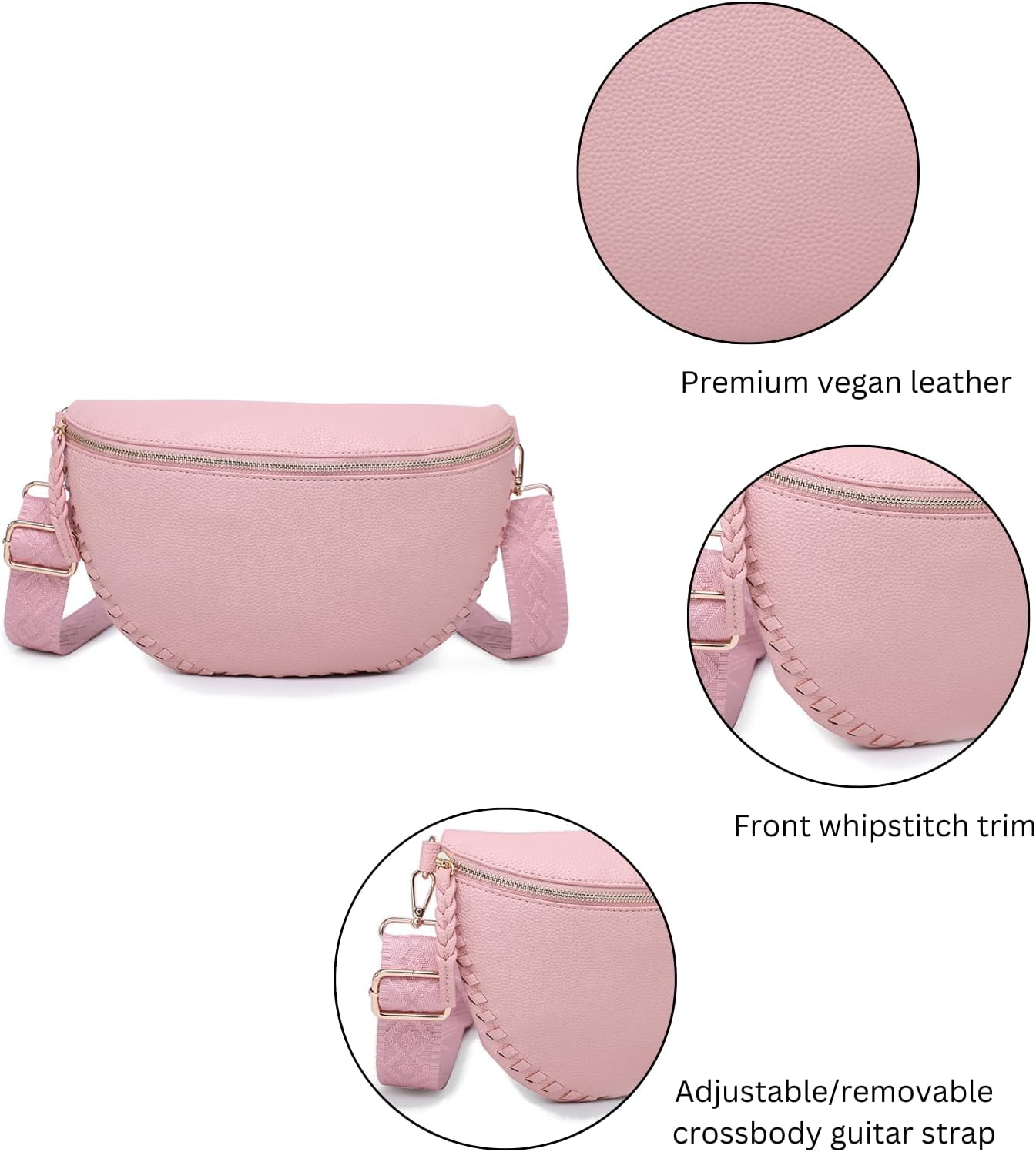 Janae Half-Moon Crossbody Sling Bag for Women Vegan Leather Chest Fanny Pack Purse Trendy Travel Shoulder Handbag (PRUSSIAN BLUE)