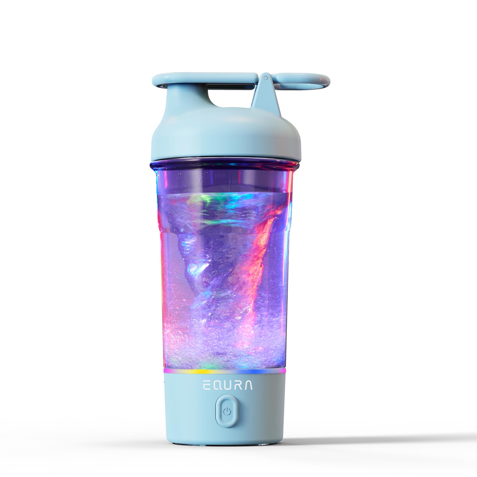 Bottiglia shaker elettrica, 750 ml, per miscele di proteine, portatile, ricaricabile tramite USB C, senza BPA, base leggera colorata (blu)