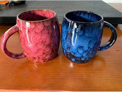 Miniatura 6 de Exquisitas tazas de café de cerámica retro de 16 onzas, tazas de leche, taza de té de porcelana con esmalte alterado al horno, hermoso regalo de