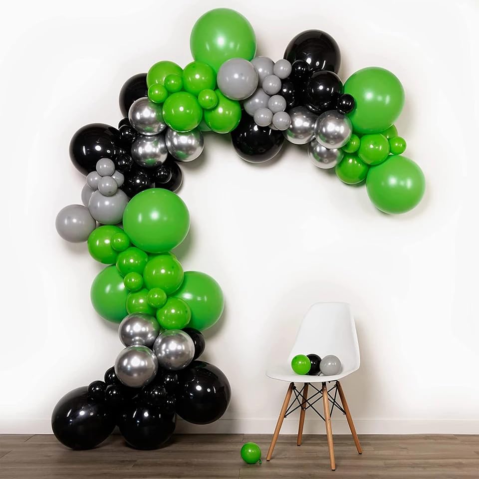 Image of Black White Green Balloons, 60PCS Green Black Foootball Birthday Balloons, 12Inch Green White Latex Balloons Foootball Party Balloons for Boys Video Game Sprots Soccer Theme Party Baby Shower Supplies