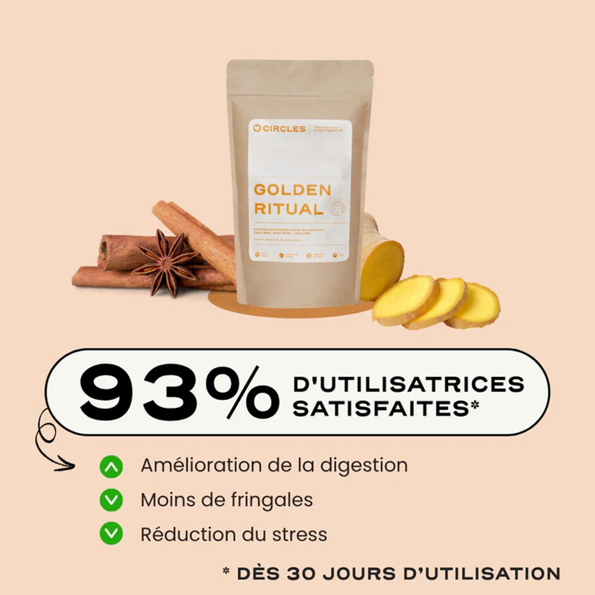 Golden Ritual – Curcuma, Gingembre, Maitake & Cannelle | Boisson adaptogène naturelle | Anti-inflammatoire, digestion, immunité | Golden Latte bien-être – 100 g (GOLDEN RITUAL)