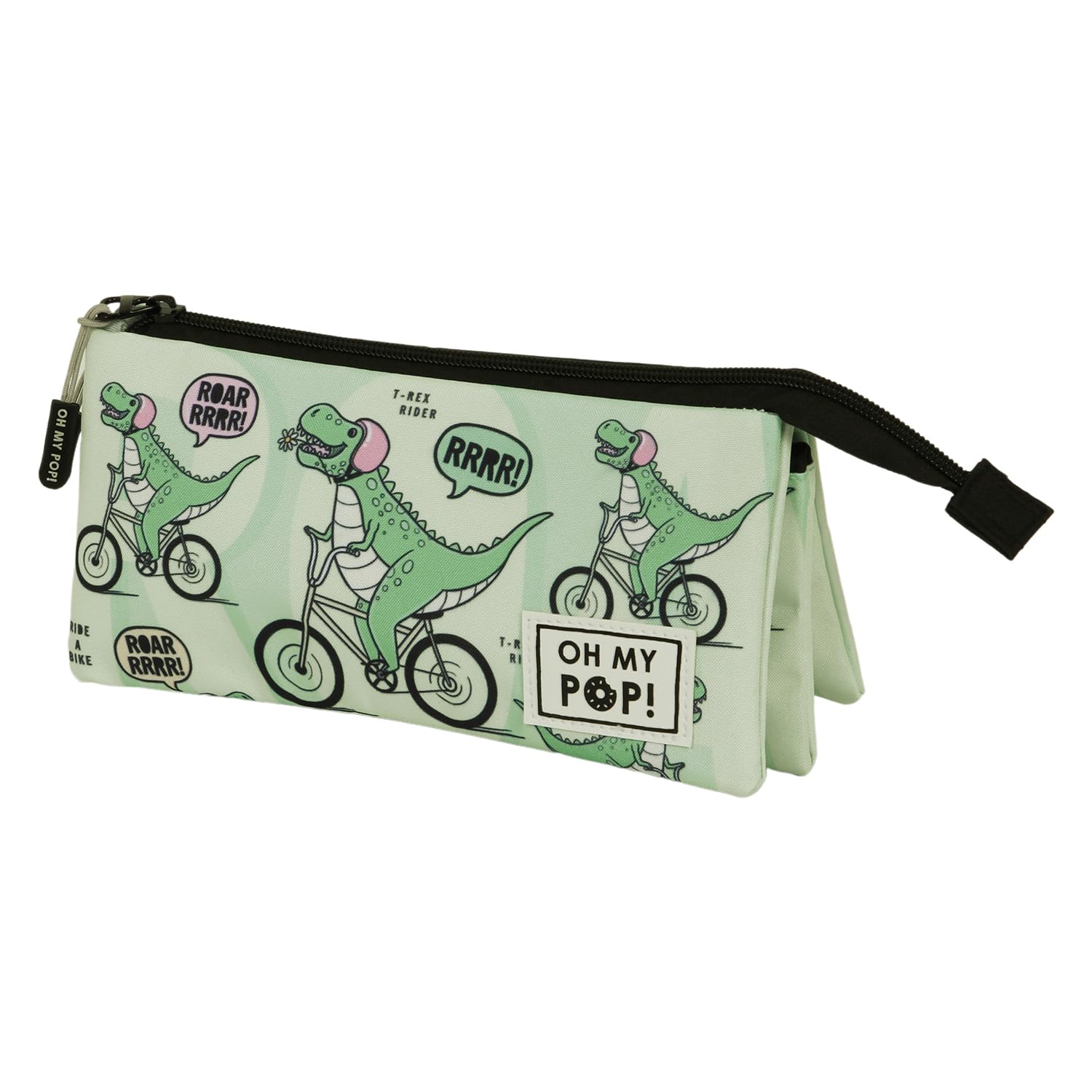 Oh My Pop! Dinorrr-2.0 FAN Triple Pencil Case, Green, Military Green