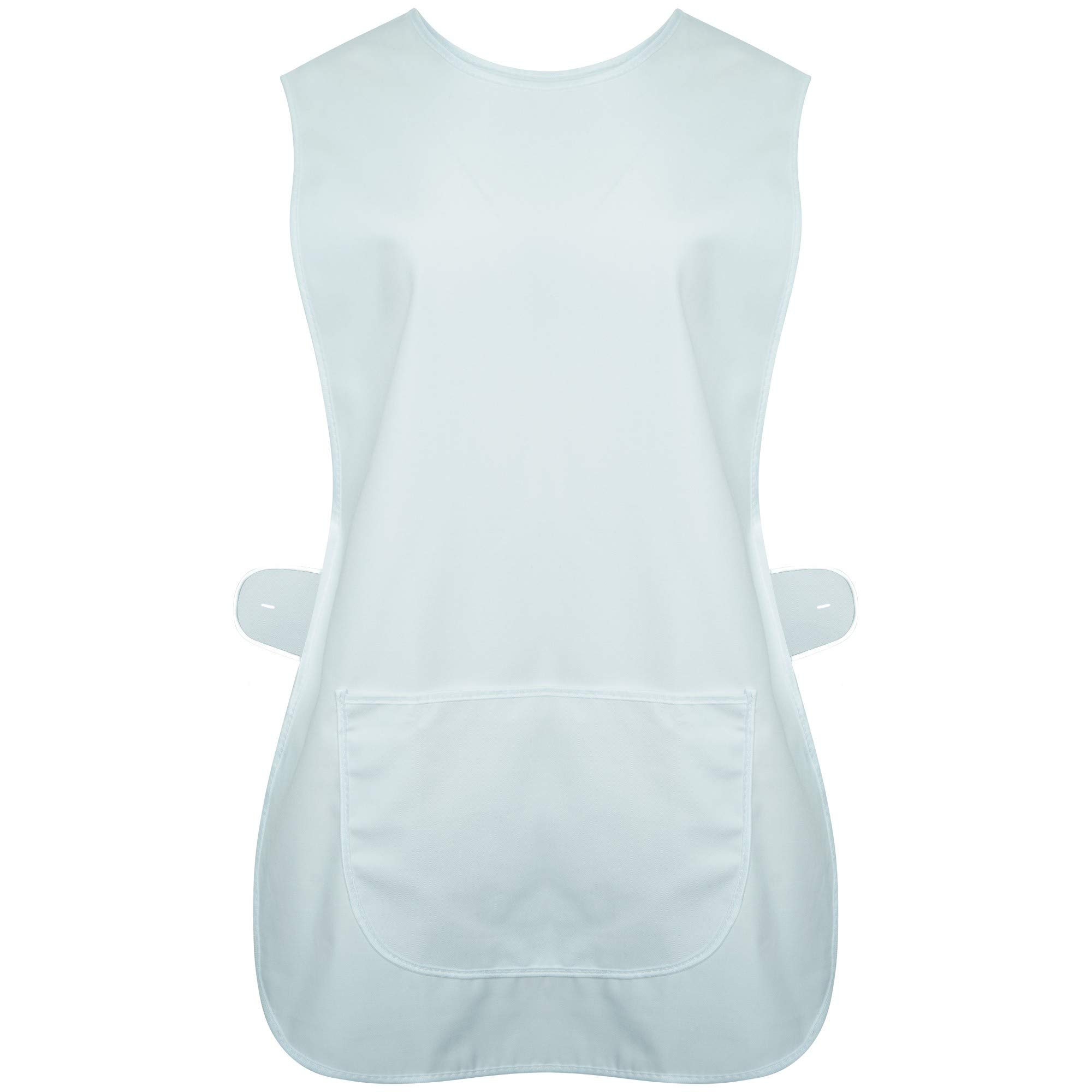 Indx Clothing Women's White Tabard Kitchen Cleaning Chef Overall Catering Tabbard Apron With Pocket Side Button Fastening Plus Big Size S To 3XL (, Wx/Medium)