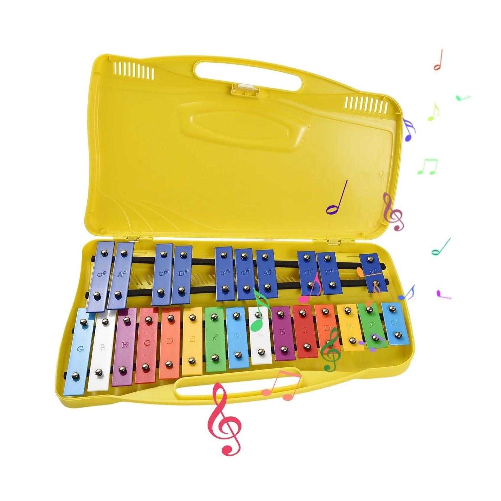 Xylophone Xylophone Glockenspiel 25 Notes Touches Métalliques Colorées Instrument De Musique À Percussion Et Rythme Avec 2 Maillets Portables