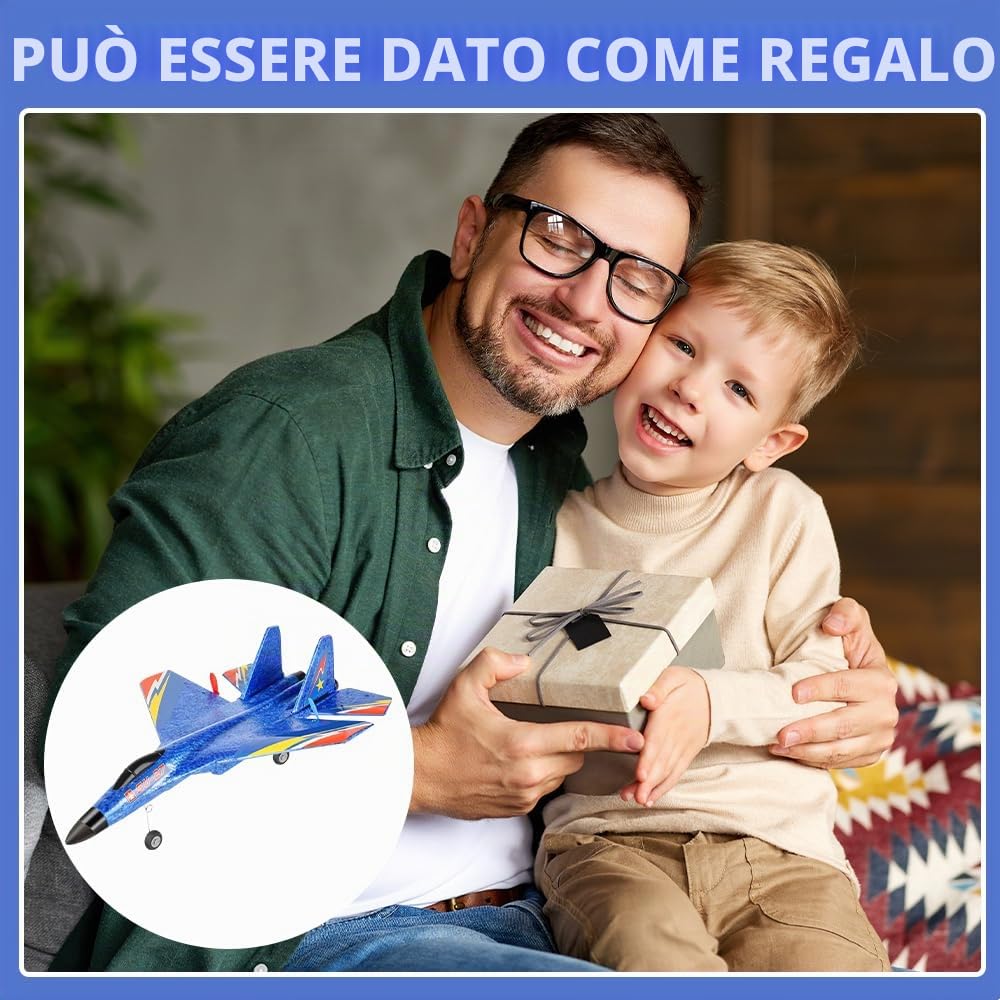 Aereo Telecomandato per Bambini,F-22 RC Aereo Radiocomandato,2,4 GHz Aereos RC Aeroplano Telecomandato 2CH RC Plane con Batterie e Luci Colorate Adatto per Principianti Bambini Adulti (Blu)