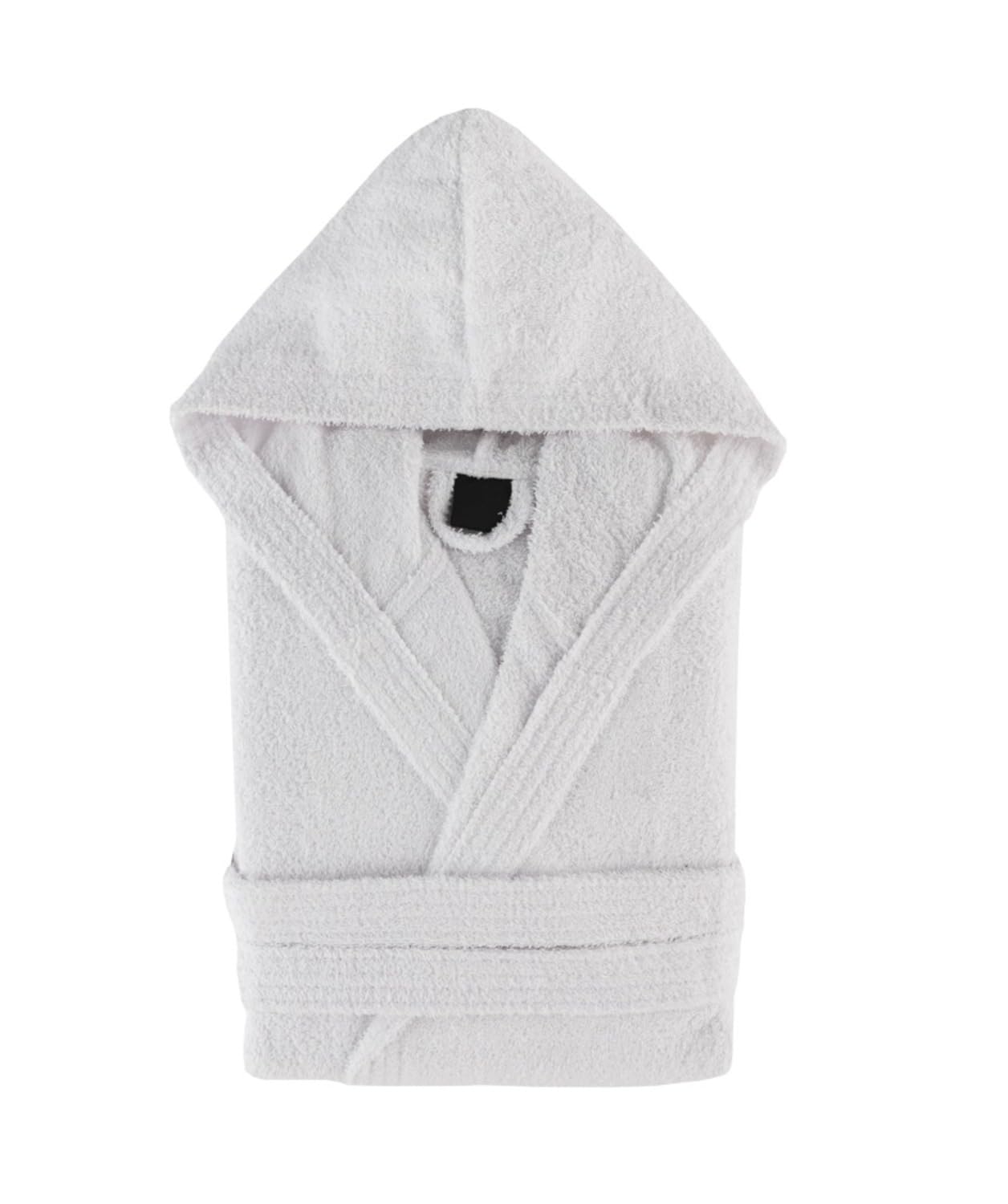 Peignoir à capuche blanc XL AlexandreHouse avec poches pour homme et femme