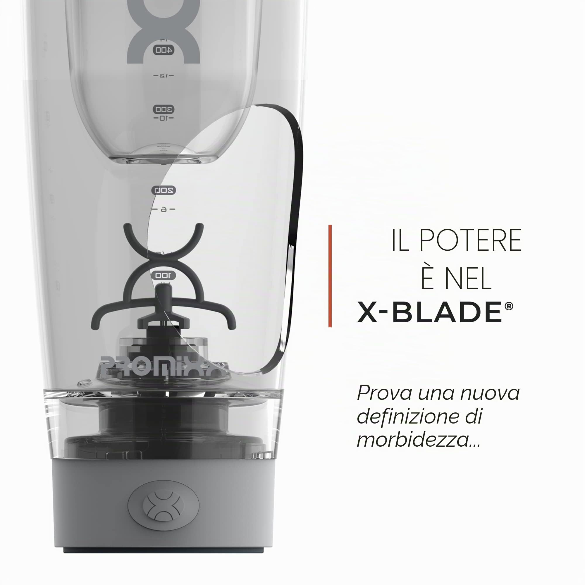 Promixx Pro Shaker Bottle - Ricaricabile, Potente per Frullati Proteici Lisci - Includere Deposito di Proteine - senza BPA - Tazza da 600 ml (Grigio Cool)