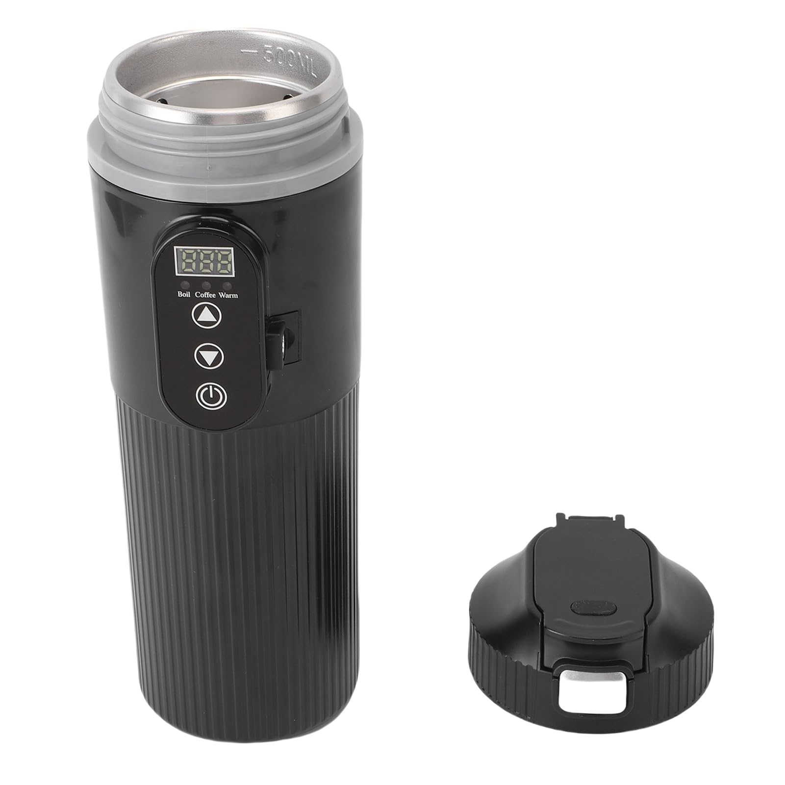 Generic Hervidor de Agua para Automóvil, Hervidor Eléctrico de Viaje de 500 Ml, Calentador de café para Automóvil de 12 V 24 V, Caldera de Agua Caliente Portátil de 25 ° C a 100 ° C con Filtro de