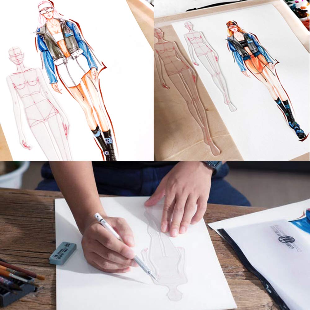 Buy AIKVSXER LUDING 3PCS Moving Humanoid Patterns Ruler, Fashion