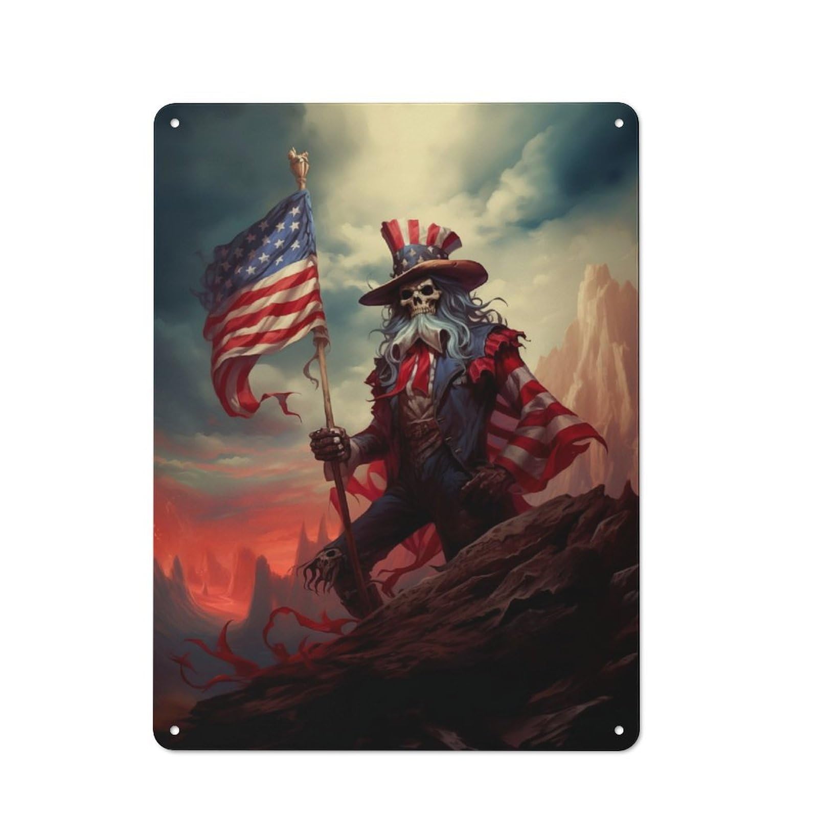 Tin Wall Plaque 40x30cm with Uncle Sam for Home Bar Wall, for Hosts Who Enjoy Retro Interiors Refreshing A Room in Autumn