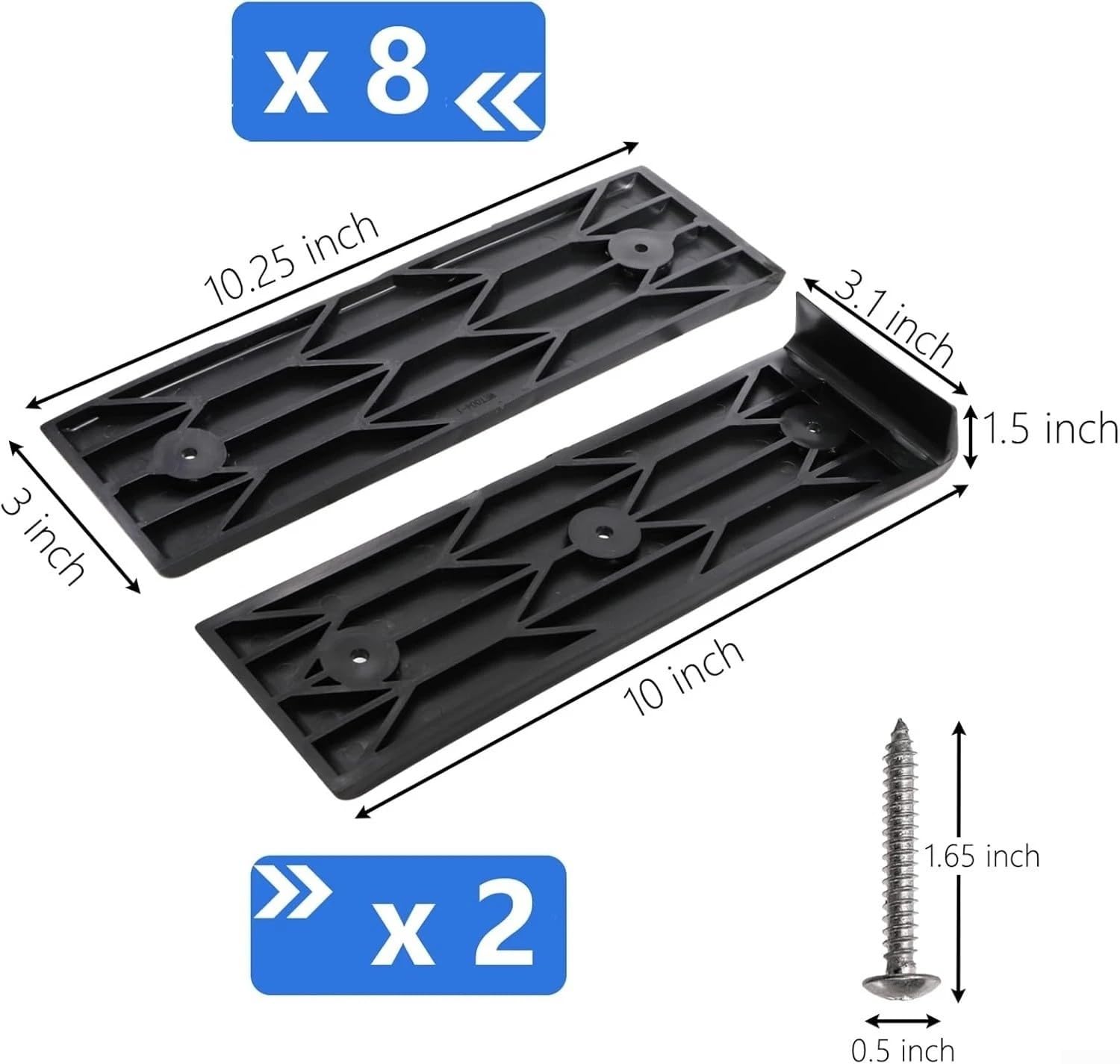 Lot de 10 patins de remorque de bateau (7,6 x 25,4 cm, plastique ABS) facilitent le lancement et le chargement/déchargement des bateaux. Capacité de charge maximale : 1 814,4 kg. Convient à presque