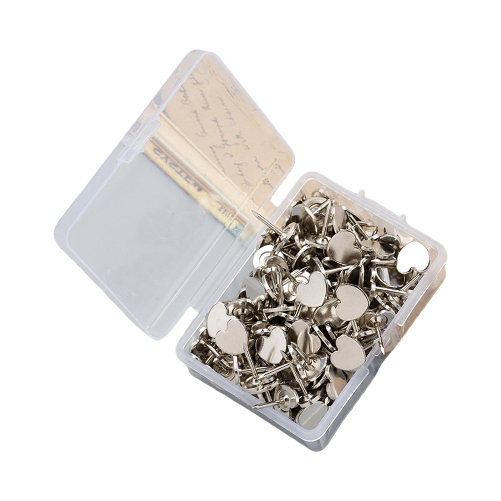 100Pcs Heart Shape Metal Push Pins Decorative Cork Notice Board Thumb Tacks for Bulletin Board Classroom Wall Display Heart Shaped Thumb Tacks