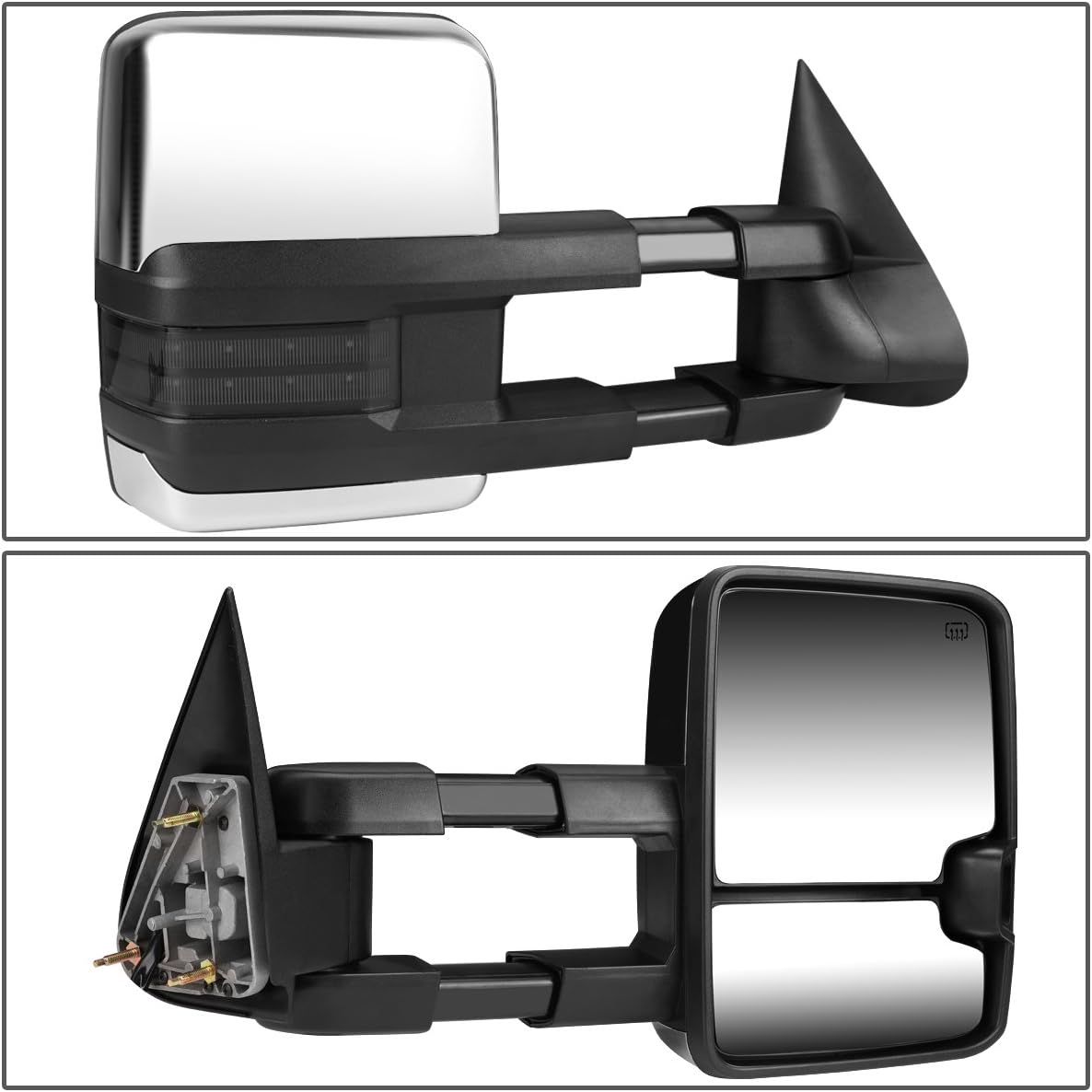 DNA Motoring TWM-015-T999-CH-SM-R Right Side Towing Mirror Powered+Heat+Turn Signal Compatible With 03-06 Silverado/Suburban/Avalanche/Tahoe/Sierra/Yukon/Escalade,Chrome/Smoke