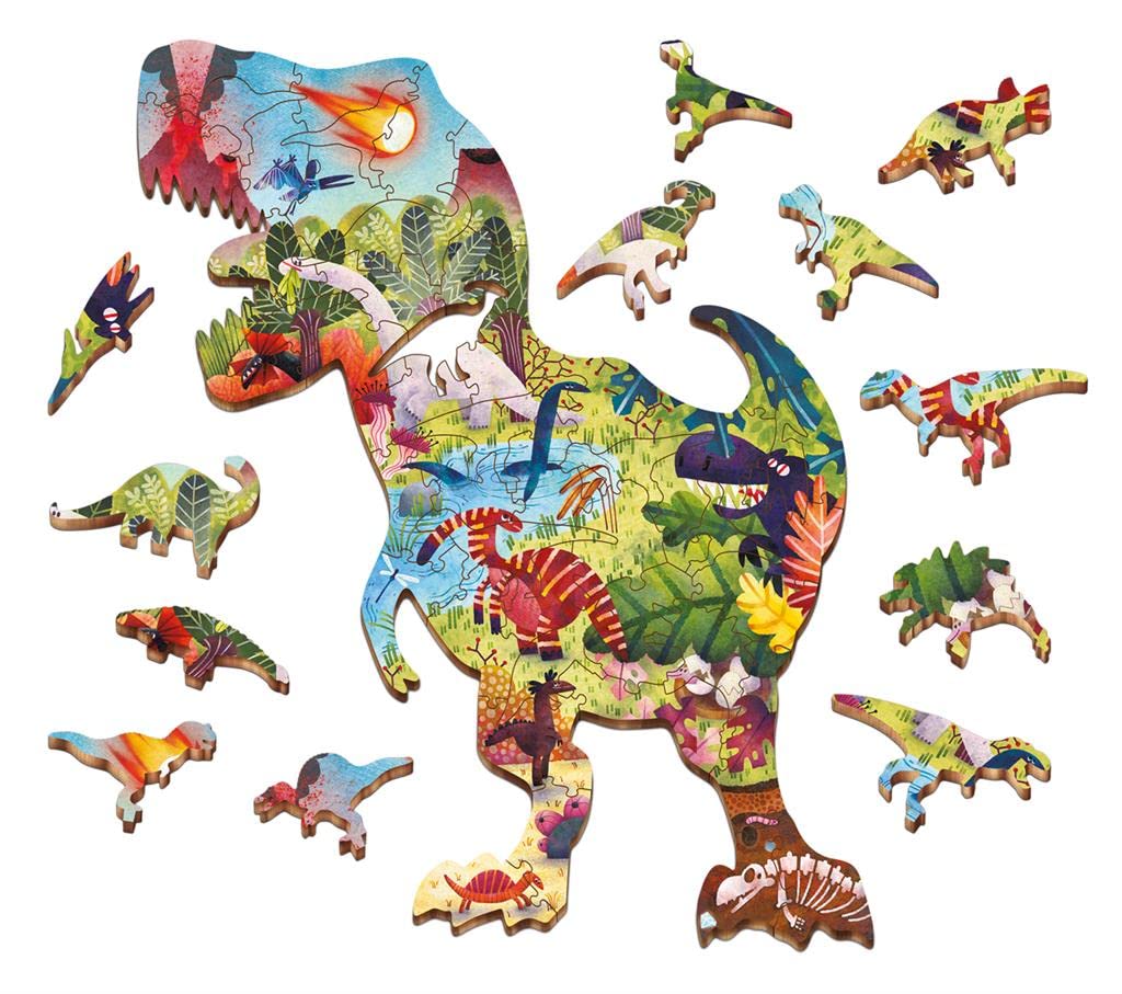 Ludattica- Drewniane Puzzle Dinozaury 48 szt. (XOT-LD22143)